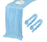 sourcing map 2 Pcs Light Blue Cheesecloth Table Runner 10FT 35.4" x 118" Holiday Table Rustic Runner Romantic Gauze Table Decoration for Wedding Birthday Party