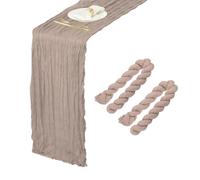 sourcing map 2 Pcs Light Brown Cheesecloth Table Runner 10FT 35.4" x 118" Holiday Table Rustic Runner Romantic Gauze Table Decoration for Wedding Birthday Party