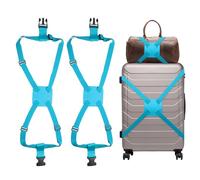sourcing map 2 Pcs Luggage Straps Bungees Adjustable Luggage Strap Buckle Carry Bag Elastic Suitcase Strap Belt Airport Travel Accessories for Travel Baggage Handbag Add Bag, Blue