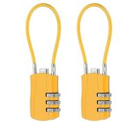 sourcing map 2 Pcs Luggage Travel Lock, 3 Digit Cable Combination Lock 30mm Width Body with 13.5cm Long Cable for Suitcase Bag Cabinets Small Fences Gym, Yellow
