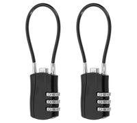 sourcing map 2 Pcs Luggage Travel Lock, 3 Digit Cable Combination Lock 30mm Width Body with 13.5cm Long Cable for Suitcase Bag Cabinets Small Fences Gym, Black