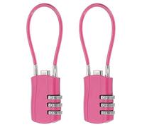 sourcing map 2 Pcs Luggage Travel Lock, 3 Digit Cable Combination Lock 30mm Width Body with 13.5cm Long Cable for Suitcase Bag Cabinets Small Fences Gym, Rose