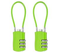 sourcing map 2 Pcs Luggage Travel Lock, 3 Digit Cable Combination Lock 30mm Width Body with 13.5cm Long Cable for Suitcase Bag Cabinets Small Fences Gym, Green