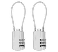 sourcing map 2 Pcs Luggage Travel Lock, 3 Digit Cable Combination Lock 30mm Width Body with 13.5cm Long Cable for Suitcase Bag Cabinets Small Fences Gym, Silver