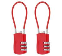 sourcing map 2 Pcs Luggage Travel Lock, 3 Digit Cable Combination Lock 30mm Width Body with 13.5cm Long Cable for Suitcase Bag Cabinets Small Fences Gym, Red