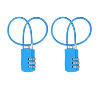 sourcing map 2 Pcs Luggage Travel Lock, 3 Digit Cable Combination Lock 30mm Width Body with 30cm Long Cable for Suitcase Bag Cabinets Small Fences Gym, Blue