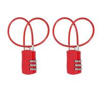 sourcing map 2 Pcs Luggage Travel Lock, 3 Digit Cable Combination Lock 30mm Width Body with 30cm Long Cable for Suitcase Bag Cabinets Small Fences Gym, Red