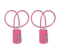sourcing map 2 Pcs Luggage Travel Lock, 3 Digit Cable Combination Lock 30mm Width Body with 30cm Long Cable for Suitcase Bag Cabinets Small Fences Gym, Rose