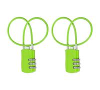 sourcing map 2 Pcs Luggage Travel Lock, 3 Digit Cable Combination Lock 30mm Width Body with 30cm Long Cable for Suitcase Bag Cabinets Small Fences Gym, Green