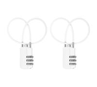 sourcing map 2 Pcs Luggage Travel Lock, 3 Digit Cable Combination Lock 30mm Width Body with 30cm Long Cable for Suitcase Bag Cabinets Small Fences Gym, White