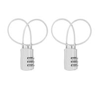 sourcing map 2 Pcs Luggage Travel Lock, 3 Digit Cable Combination Lock 30mm Width Body with 30cm Long Cable for Suitcase Bag Cabinets Small Fences Gym, Silver