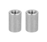 sourcing map 2 Pcs M10 Flat Knurled Thumb Nuts, 304 Stainless Steel Flat Head Diamond Knurled Through Hole Lock Adjusting Nuts Fasteners for Electronic, Machine, D16 x H25mm