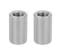 sourcing map 2 Pcs M12 Flat Knurled Thumb Nuts, 304 Stainless Steel Flat Head Diamond Knurled Through Hole Lock Adjusting Nuts Fasteners for Electronic, Machine, D18 x H30mm