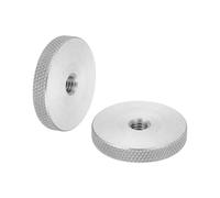 sourcing map 2 Pcs M6 Flat Knurled Thumb Nuts, 304 Stainless Steel Flat Head Diamond Knurled Through Hole Lock Adjusting Nuts Fasteners for Electronic, Machine, D30 x H5mm