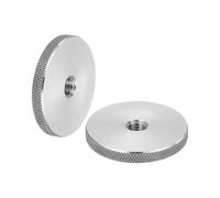 sourcing map 2 Pcs M8 Flat Knurled Thumb Nuts, 304 Stainless Steel Flat Head Diamond Knurled Through Hole Lock Adjusting Nuts Fasteners for Electronic, Machine, D40 x H5mm