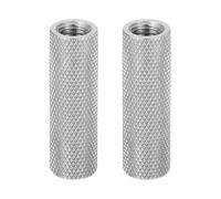 sourcing map 2 Pcs M8 Flat Knurled Thumb Nuts, 304 Stainless Steel Flat Head Diamond Knurled Through Hole Lock Adjusting Nuts Fasteners for Electronic, Machine, D12 x H40mm