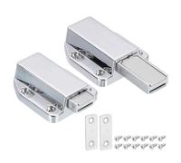 sourcing map 2 Pcs Magnetic Push Latches for Cabinet Door, 1.89x1.57 Inch Push to Open Door Latch Cabinet Hardware, Hidden Door Release Drawer Pull on Closet Touch, Metal Silver 48x40mm