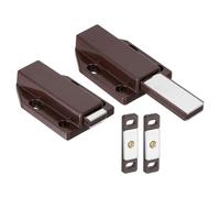 sourcing map 2 Pcs Magnetic Push Latches for Cabinet Door, 3x1.81 Inch Push to Open Door Latch Cabinet Hardware, Hidden Door Release Drawer Pull on Closet Touch, Plastic Brown 76x46mm