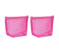 sourcing map 2 Pcs Mesh Makeup Bag, 4"x3"x4.3" Small Toiletry Bag with Zipper Semicircular Cosmetic Travel Organizer Portable Storage Pouch for Travel Daily Accessories, Rose Red