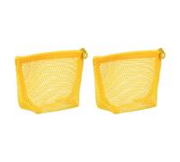 sourcing map 2 Pcs Mesh Makeup Bag, 4"x3"x4.3" Small Toiletry Bag with Zipper Semicircular Cosmetic Travel Organizer Portable Storage Pouch for Travel Daily Accessories, Yellow