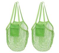 sourcing map 2 Pcs Mesh Market Bag Net Grocery Bags Reusable Mesh Tote Bag for Vegetables Fruit Storage Organizer Shopping Beach, Light Green