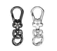 sourcing map 2 Pcs Metal Keychain Clip Swivel Lobster Claw Clasp Quick Release Key Ring Detachable Double Opening Snap Hooks for Jewelry Making Crafts Backpack Bag Lanyard, White/Gun Black