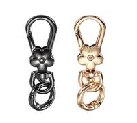 sourcing map 2 Pcs Metal Keychain Clip Swivel Lobster Claw Clasp Quick Release Key Ring Detachable Double Opening Snap Hooks for Jewelry Making Crafts Backpack Bag Lanyard, Light Gold/Gun Black