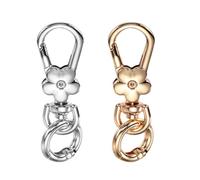 sourcing map 2 Pcs Metal Keychain Clip Swivel Lobster Claw Clasp Quick Release Key Ring Detachable Double Opening Snap Hooks for Jewelry Making Crafts Backpack Bag Lanyard, Light Gold/White