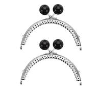 sourcing map 2 Pcs Metal Purse Frame, 10.5cm/4.13" Beads Silver Kiss Lock Clasp Arch Embossing Bag Frames for Purse Making Clutch Bag Coin Purse, Black