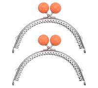sourcing map 2 Pcs Metal Purse Frame, 12.5cm/4.92" Beads Silver Kiss Lock Clasp Arch Embossing Bag Frames for Purse Making Clutch Bag Coin Purse, Orange