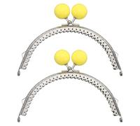sourcing map 2 Pcs Metal Purse Frame, 12.5cm/4.92" Beads Silver Kiss Lock Clasp Arch Embossing Bag Frames for Purse Making Clutch Bag Coin Purse, Yellow