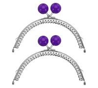 sourcing map 2 Pcs Metal Purse Frame, 12.5cm/4.92" Beads Silver Kiss Lock Clasp Arch Embossing Bag Frames for Purse Making Clutch Bag Coin Purse, Dark Purple