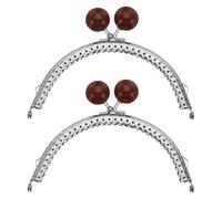 sourcing map 2 Pcs Metal Purse Frame, 12.5cm/4.92" Beads Silver Kiss Lock Clasp Arch Embossing Bag Frames for Purse Making Clutch Bag Coin Purse, Brown
