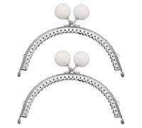 sourcing map 2 Pcs Metal Purse Frame, 12.5cm/4.92" Beads Silver Kiss Lock Clasp Arch Embossing Bag Frames for Purse Making Clutch Bag Coin Purse, White