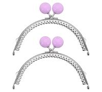sourcing map 2 Pcs Metal Purse Frame, 12.5cm/4.92" Beads Silver Kiss Lock Clasp Arch Embossing Bag Frames for Purse Making Clutch Bag Coin Purse, Light Purple