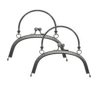 sourcing map 2 Pcs Metal Purse Frame, 16.5cm/6.5" Retro Arch Kiss Lock Clasp Frame Embossed for Purse Making, Handled Bag, Coin Bag Clutch Bag, Frame Hardware Replacements (Grey)