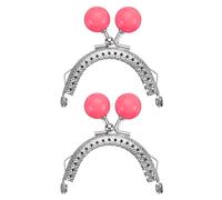sourcing map 2 Pcs Metal Purse Frame, 5cm/1.97" Beads Silver Kiss Lock Clasp Arch Embossing Bag Frames for Purse Making Clutch Bag Coin Purse, Dark Pink