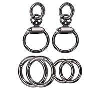 sourcing map 2 Pcs Metal Swivel Clasps Key Chain O Ring Keyrings Round Spring Snap Keychain Hook Clip for Chains Extender Handicrafts Keys Lanyards Jewelry Findings, Gun Black