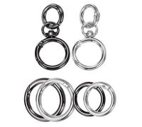 sourcing map 2 Pcs Metal Swivel Clasps Key Chain O Ring Keyrings Round Spring Snap Keychain Hook Clip for Chains Extender DIY Handicrafts Keys Lanyards Jewelry Findings, Silver Tone/Gun Black