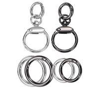 sourcing map 2 Pcs Metal Swivel Clasps Key Chain O Ring Keyrings Round Spring Snap Keychain Hook Clip for Chains Extender Handicrafts Keys Lanyards Jewelry Findings, Silver Tone/Gun Black