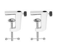 sourcing map 2 Pcs Metal Table Clamp Mount 2.4" Hole Dia Desk Lamp Mount Stand Universal Cantilever Bracket C-Clamp with Adjustable Screw Plastic Handle for Microphone Arm Lamp Stand, White