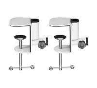sourcing map 2 Pcs Metal Table Clamp Mount 2.6" Hole Dia Desk Lamp Mount Stand Universal Cantilever Bracket C-Clamp with Adjustable Screw Plastic Handle for Microphone Arm Lamp Stand, White