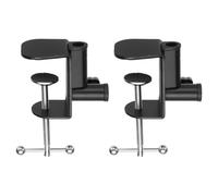 sourcing map 2 Pcs Metal Table Clamp Mount 2.6" Hole Dia Desk Lamp Mount Stand Universal Cantilever Bracket C-Clamp with Adjustable Screw Plastic Handle for Microphone Arm Lamp Stand, Black