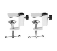 sourcing map 2 Pcs Metal Table Clamp Mount 2" Hole Dia Desk Lamp Mount Stand Universal Cantilever Bracket C-Clamp with Adjustable Screw Steel Ball Handle for Microphone Arm Lamp Stand, White