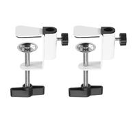 sourcing map 2 Pcs Metal Table Clamp Mount 2" Hole Dia Desk Lamp Mount Stand Universal Cantilever Bracket C-Clamp with Adjustable Screw Plastic Handle for Microphone Arm Lamp Stand, White