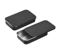 sourcing map 2 Pcs Metal Tin Box Container, 3.1x2x0.6 Inch Slide Top Tin Containers Empty Rectangular Storage Box Portable Mini Tin Case for Candy Cosmetic Crafts, Black