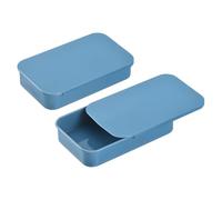 sourcing map 2 Pcs Metal Tin Box Container, 3.1x2x0.6 Inch Slide Top Tin Containers Empty Rectangular Storage Box Portable Mini Tin Case for Candy Cosmetic Crafts, Light Blue