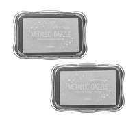 sourcing map 2 Pcs Metallic Ink Pads for Stamps, 3.9 x 2.5 Inch Washable Embossing Craft Ink Pad Stamp for Wood, Photo Paper, Fingerprint, DIY Card Making, Silver