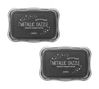 sourcing map 2 Pcs Metallic Ink Pads for Stamps, 3.9 x 2.5 Inch Washable Embossing Craft Ink Pad Stamp for Wood, Photo Paper, Fingerprint, DIY Card Making, Black