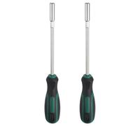 sourcing map 2 Pcs Metric Nut Driver 5.5mm CR-V Non-Magnetic Tip Hollow Shafts Hex Socket Screwdriver with Anti-Slip Handle for Automobile Repair Bit Driver, Green/Black